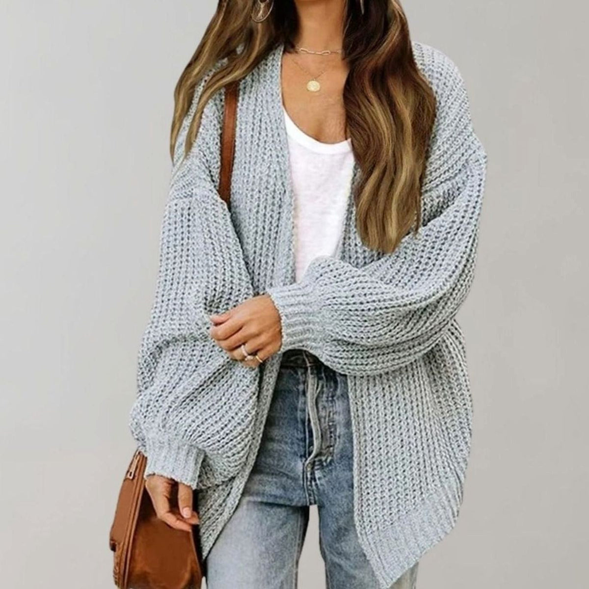 Johanna | Women's Oversized Open-Front Cardigan, Relaxed Layering Cardigan | Everlasting Boutique | Black