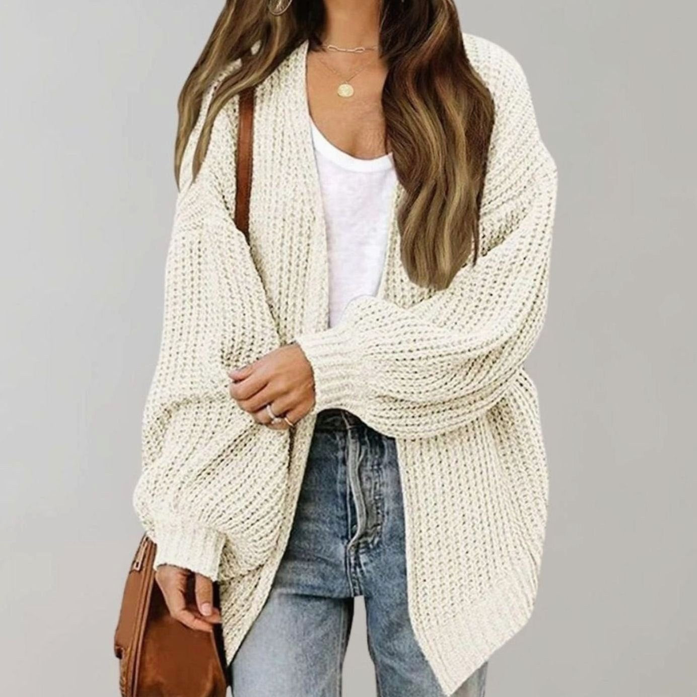 Johanna | Women's Oversized Open-Front Cardigan, Relaxed Layering Cardigan | Everlasting Boutique | Black