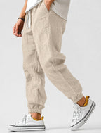Jonas | Men's Jogger Trousers with Drawstring, Tapered-Fit Summer Trousers | Everlasting Boutique | Khaki