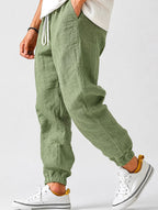 Jonas | Men's Jogger Trousers with Drawstring, Tapered-Fit Summer Trousers | Everlasting Boutique | Green