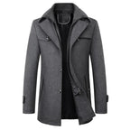 Jonathan | Men's Mid-Length Pea Coat, Notched Lapel Autumn Coat | Everlasting Boutique | Grey