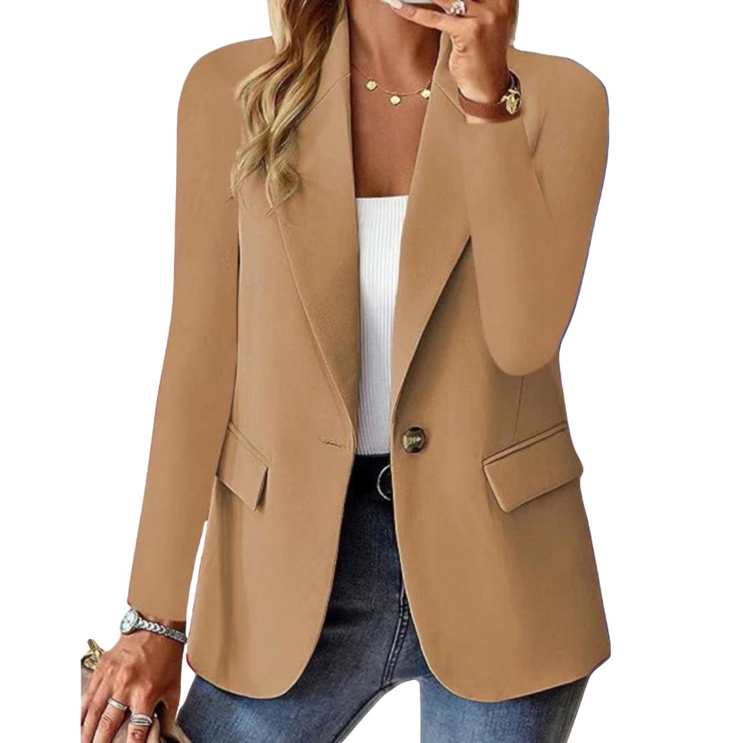 Josephine | Women's Long Sleeve Blazer, Notched Lapel Blazer Suit | Everlasting Boutique | Brown