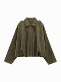 Josette | Women's Faux Suede Collared Bomber Jacket, Perfect for Everyday Wear | Everlasting Boutique | Green