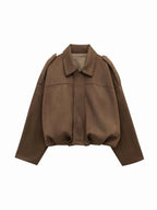 Josette | Women's Faux Suede Collared Bomber Jacket, Perfect for Everyday Wear | Everlasting Boutique