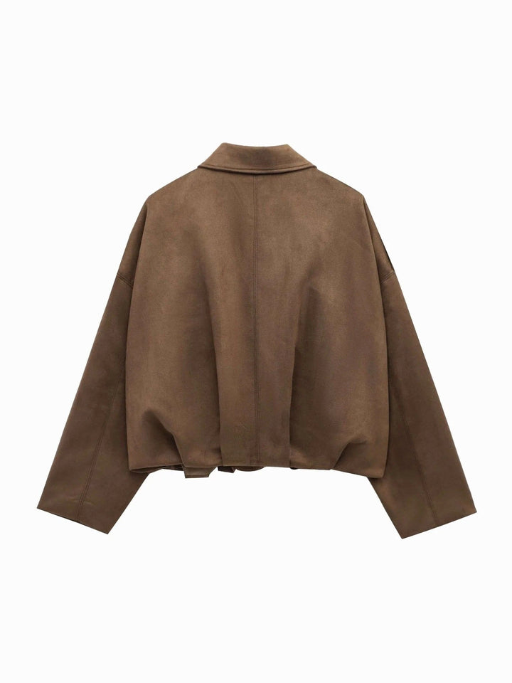 Josette | Women's Faux Suede Collared Bomber Jacket, Perfect for Everyday Wear | Everlasting Boutique
