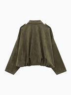Josette | Women's Faux Suede Collared Bomber Jacket, Perfect for Everyday Wear | Everlasting Boutique | Brown