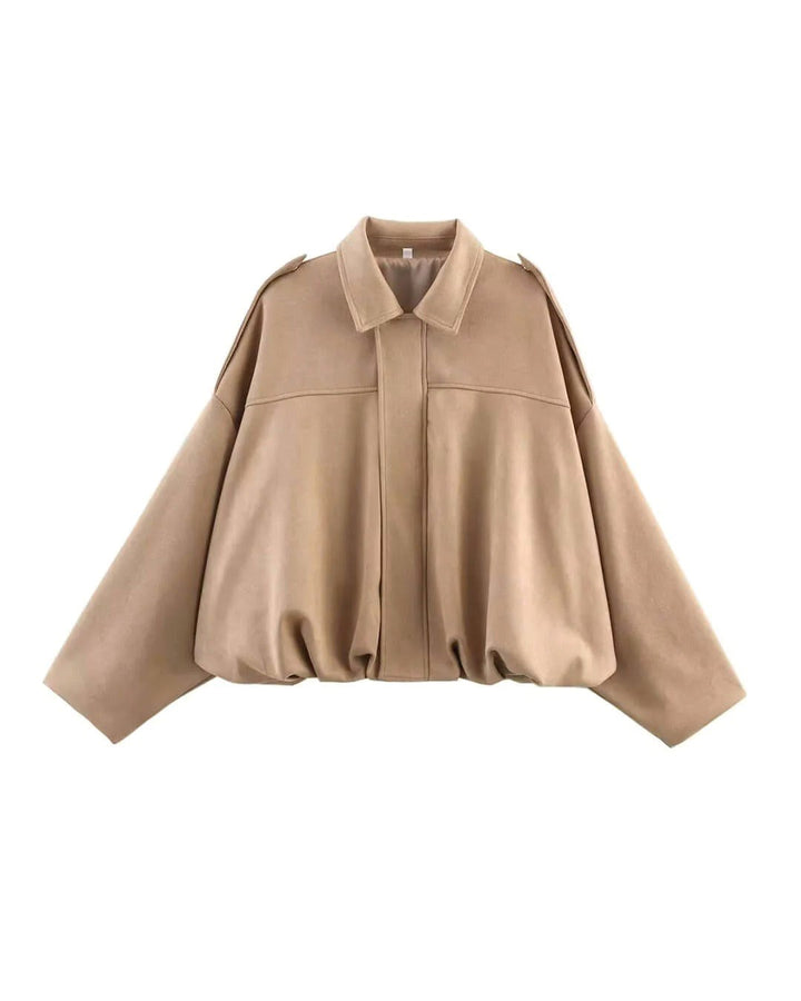 Josette | Women's Faux Suede Collared Bomber Jacket, Perfect for Everyday Wear | Everlasting Boutique