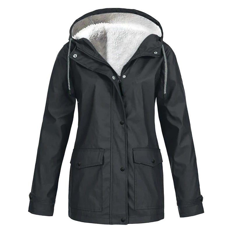 Judith | Women's Windproof Hooded Rain Jacket, Lightweight Autumn Coat | Everlasting Boutique | White
