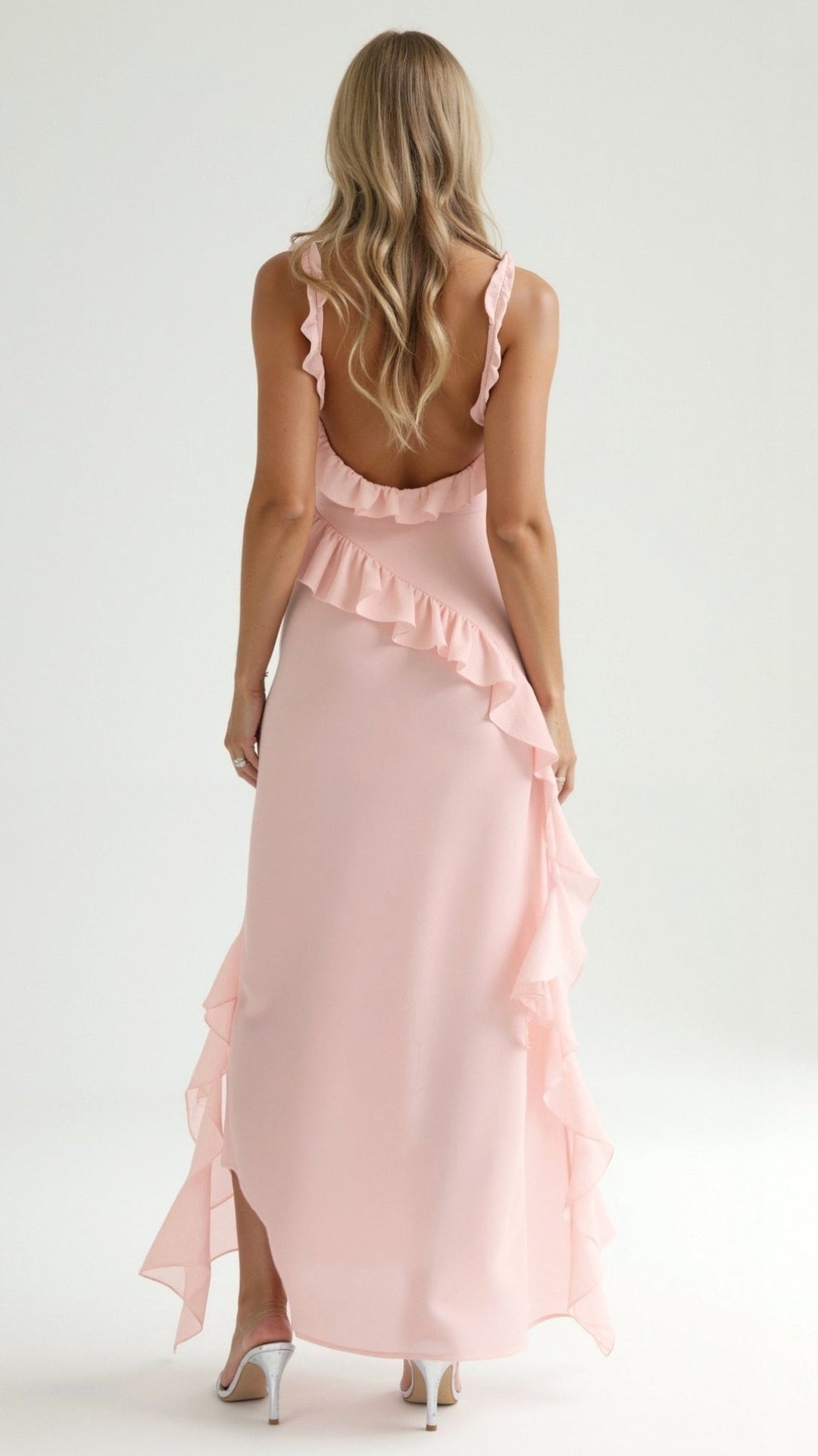 Julia | Women's Ruffled Maxi Dress, Front Slit Evening Dress | Everlasting Boutique