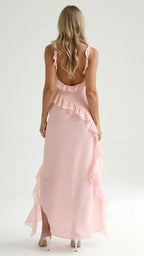 Julia | Women's Ruffled Maxi Dress, Front Slit Evening Dress | Everlasting Boutique