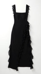 Julia | Women's Ruffled Maxi Dress, Front Slit Evening Dress | Everlasting Boutique
