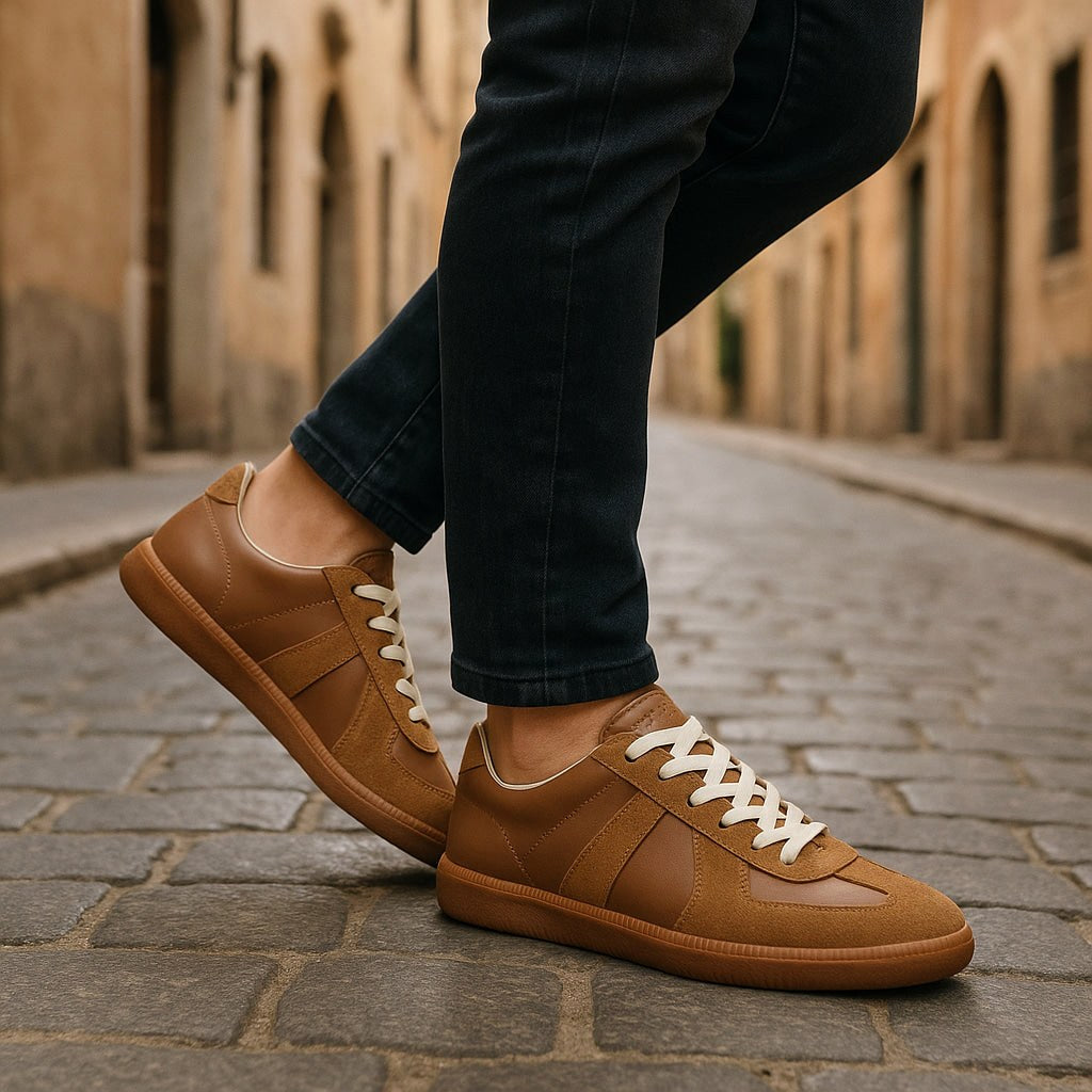 Julian | Men's Lace-Up Shoes with Non-Slip Sole, Classic Lace-Up Trainers | Everlasting Boutique | Brown