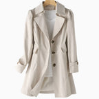 Juliette | Women's Classic Tailored Trench Coat, Lapel Collar Autumn Coat | Animated Apparel