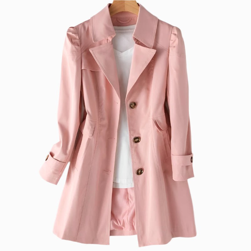 Juliette | Women's Classic Tailored Trench Coat, Lapel Collar Autumn Coat | Animated Apparel