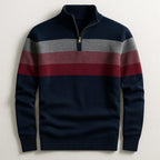 Justin | Men's Striped Cotton Jumper, Crew Neck Pullover | Everlasting Boutique | Navy