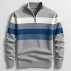Justin | Men's Striped Cotton Jumper, Crew Neck Pullover | Everlasting Boutique | Grey