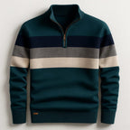 Justin | Men's Striped Cotton Jumper, Crew Neck Pullover | Everlasting Boutique | Green