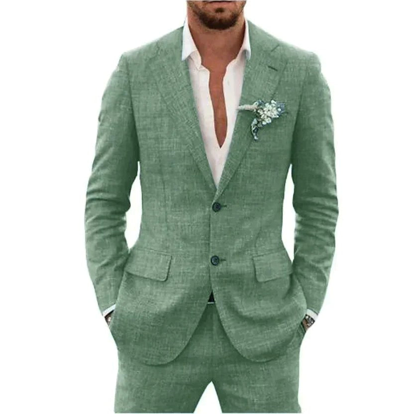 Karl | Men's Two-Piece Wedding Guest Suit, Classic Blazer and Trousers | Everlasting Boutique | Mint Green