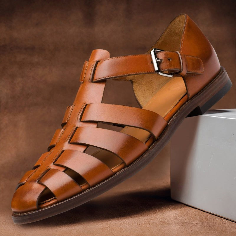 Everlasting Boutique | Kennedy | Women's Vegan Leather Fisherman Sandals - Brown