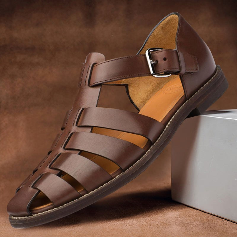 Everlasting Boutique | Kennedy | Women's Vegan Leather Fisherman Sandals - Dark Brown