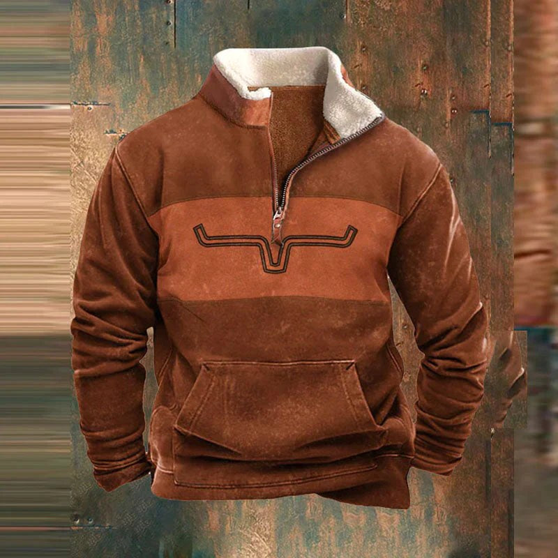 Kieran | Men's Fleece Quarter-Zip Western Pullover, Sherpa-Lined Jumper | Everlasting Boutique