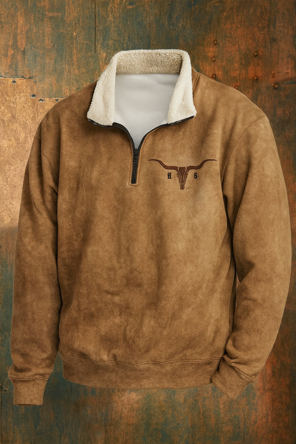 Kieran | Men's Fleece Quarter-Zip Western Pullover, Sherpa-Lined Jumper | Everlasting Boutique