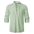 Conrad | Men's Linen Shirt with Neck-Tie Detail, Boho Linen Shirt | Everlasting Boutique