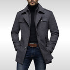 Kurt | Men's Wool Coat with Structured Cut, Elegant Wool Coat for Autumn | Everlasting Boutique | Grey
