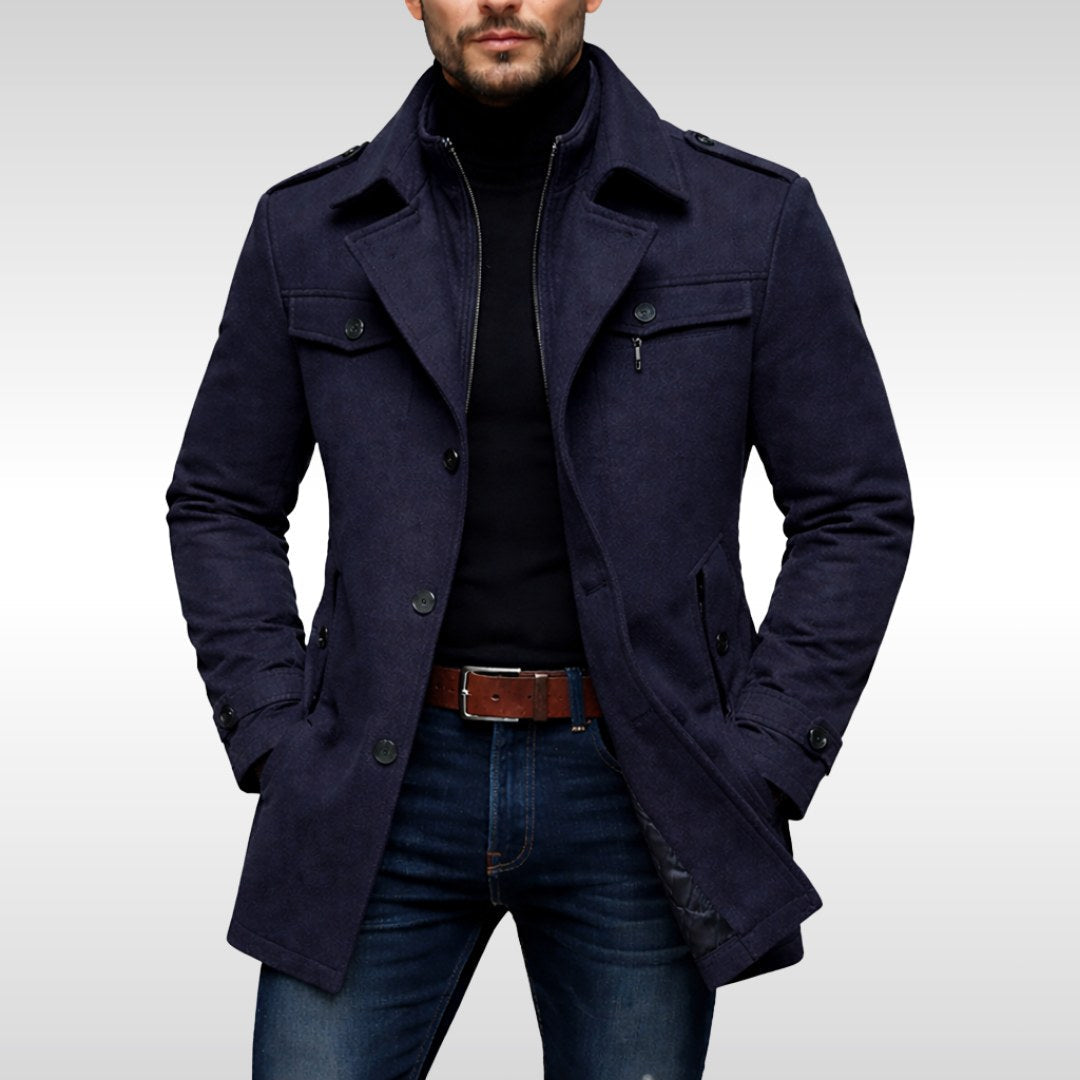 Kurt | Men's Wool Coat with Structured Cut, Elegant Wool Coat for Autumn | Everlasting Boutique | Grey