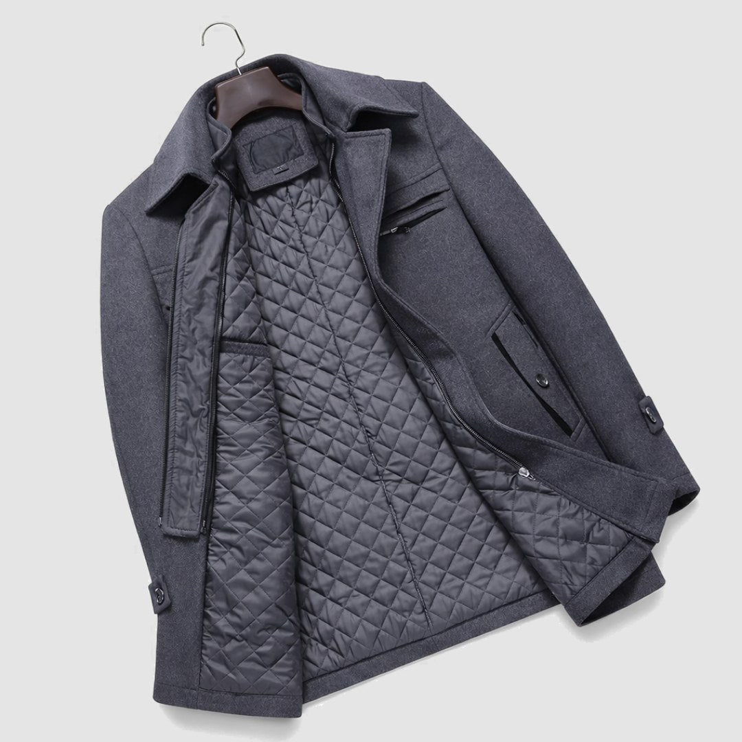 Kurt | Men's Wool Coat with Structured Cut, Elegant Wool Coat for Autumn | Everlasting Boutique | Grey