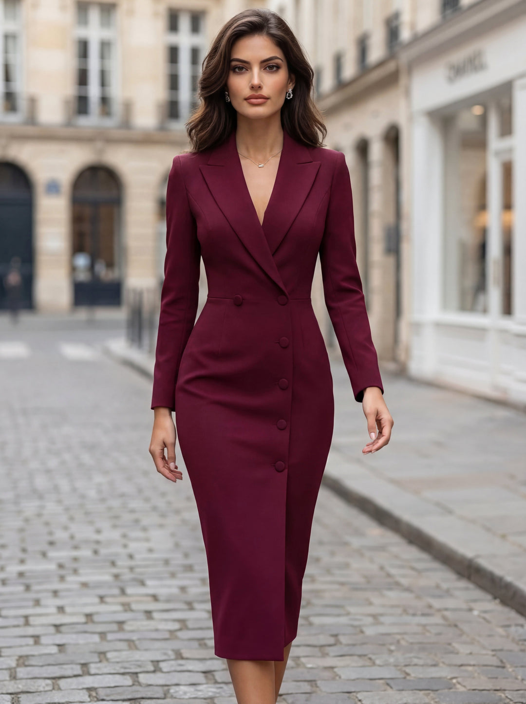 Laurine | Women's Tailored Midi Blazer Dress, Structured Midi Dress | Everlasting Boutique