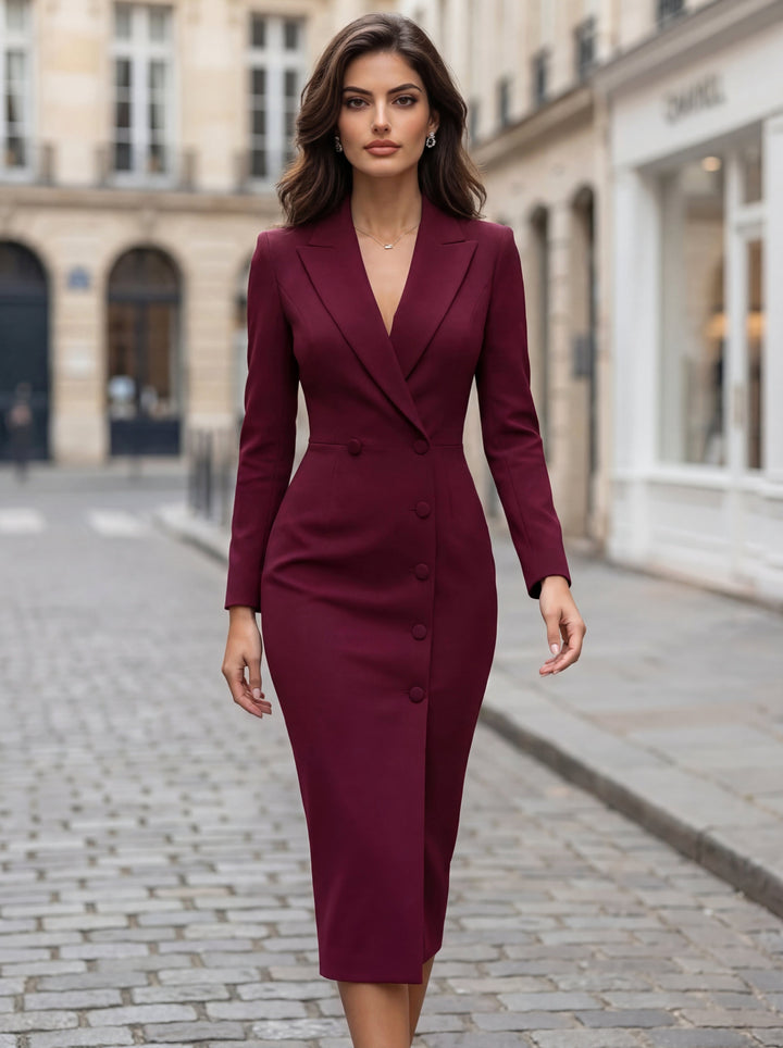 Laurine | Women's Tailored Midi Blazer Dress, Structured Midi Dress | Everlasting Boutique