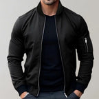 Liam | Men's Slim-Fit Bomber Jacket, Ribbed Collar Jacket | Animated Apparel | Black