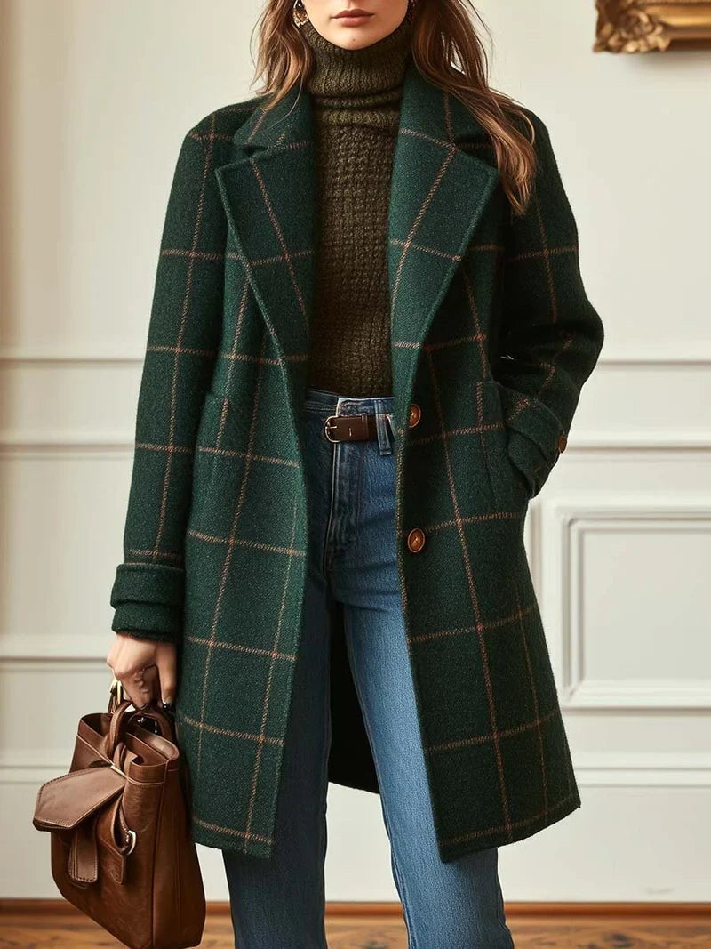 Lison | Women's Checked Wool Coat, Tailored Autumn Coat | Everlasting Boutique