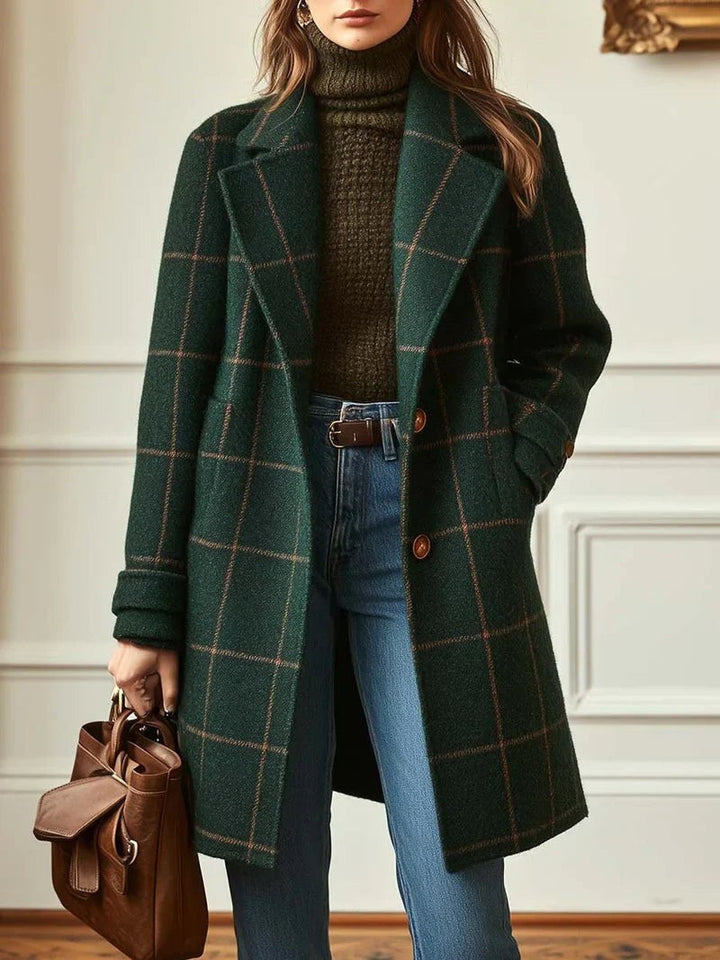 Lison | Women's Checked Wool Coat, Tailored Autumn Coat | Everlasting Boutique
