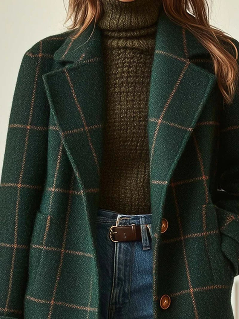 Lison | Women's Checked Wool Coat, Tailored Autumn Coat | Everlasting Boutique