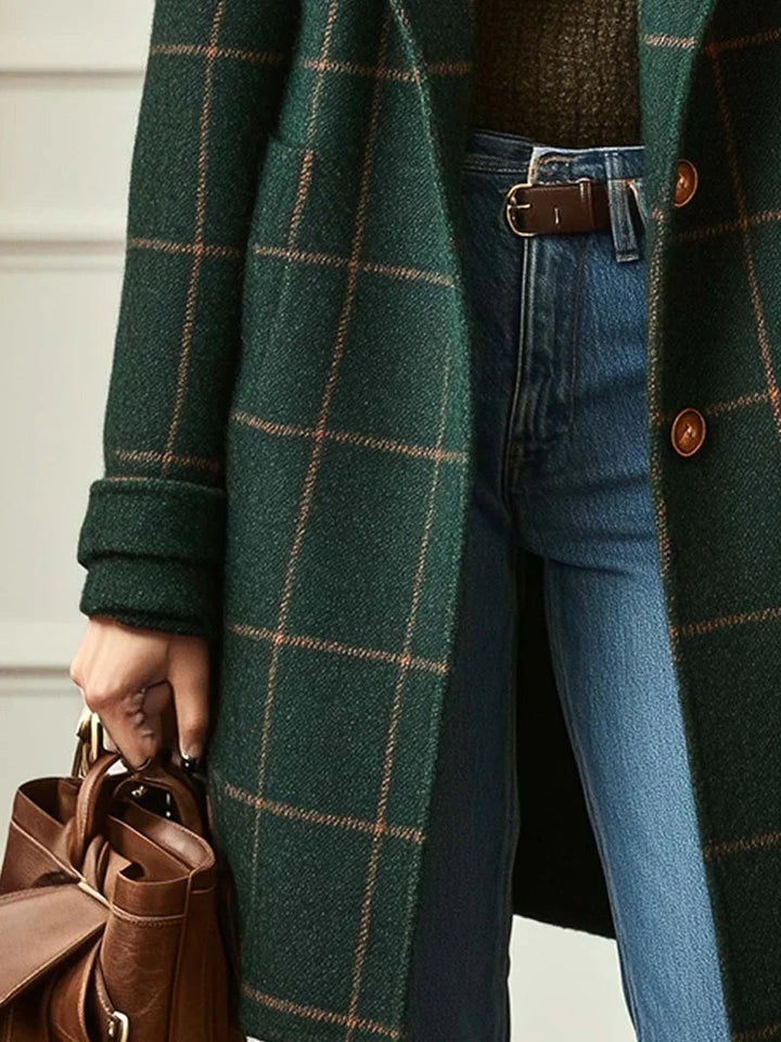 Lison | Women's Checked Wool Coat, Tailored Autumn Coat | Everlasting Boutique