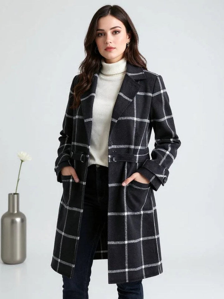 Lison | Women's Checked Wool Coat, Tailored Autumn Coat | Everlasting Boutique