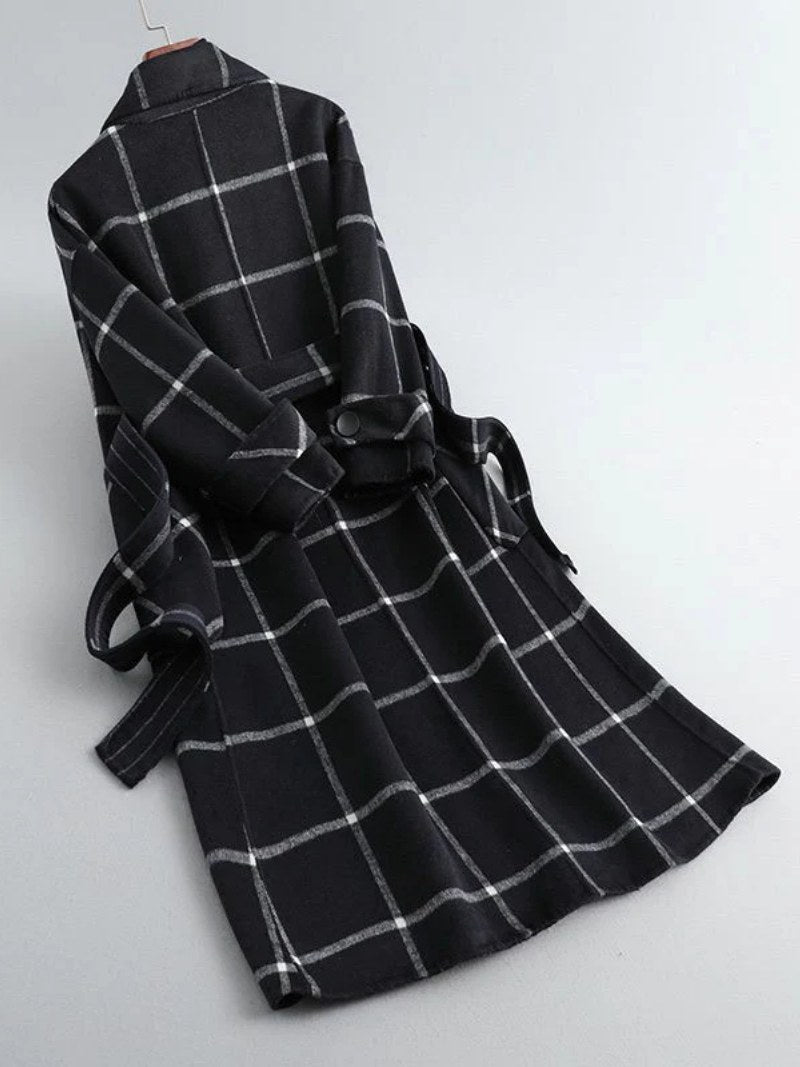 Lison | Women's Checked Wool Coat, Tailored Autumn Coat | Everlasting Boutique