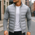Logan | Men's Quilted Padded Jacket, Structured Everyday Jacket | Everlasting Boutique | Light Grey