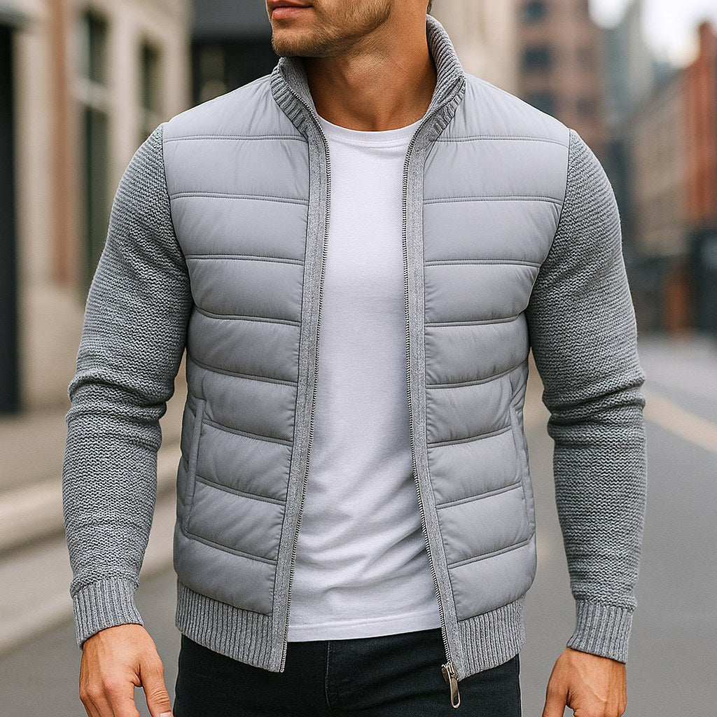Logan | Men's Quilted Padded Jacket, Structured Everyday Jacket | Everlasting Boutique | Light Grey