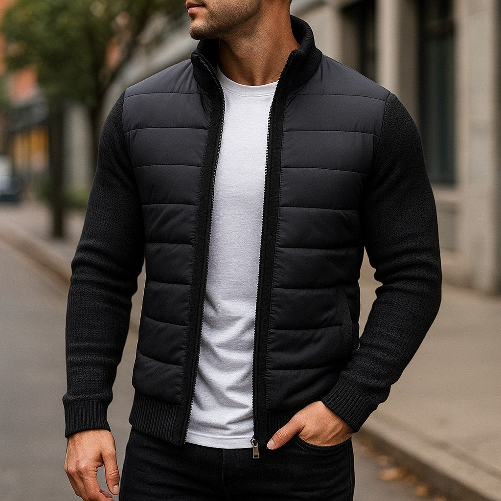 Logan | Men's Quilted Padded Jacket, Structured Everyday Jacket | Everlasting Boutique | Black