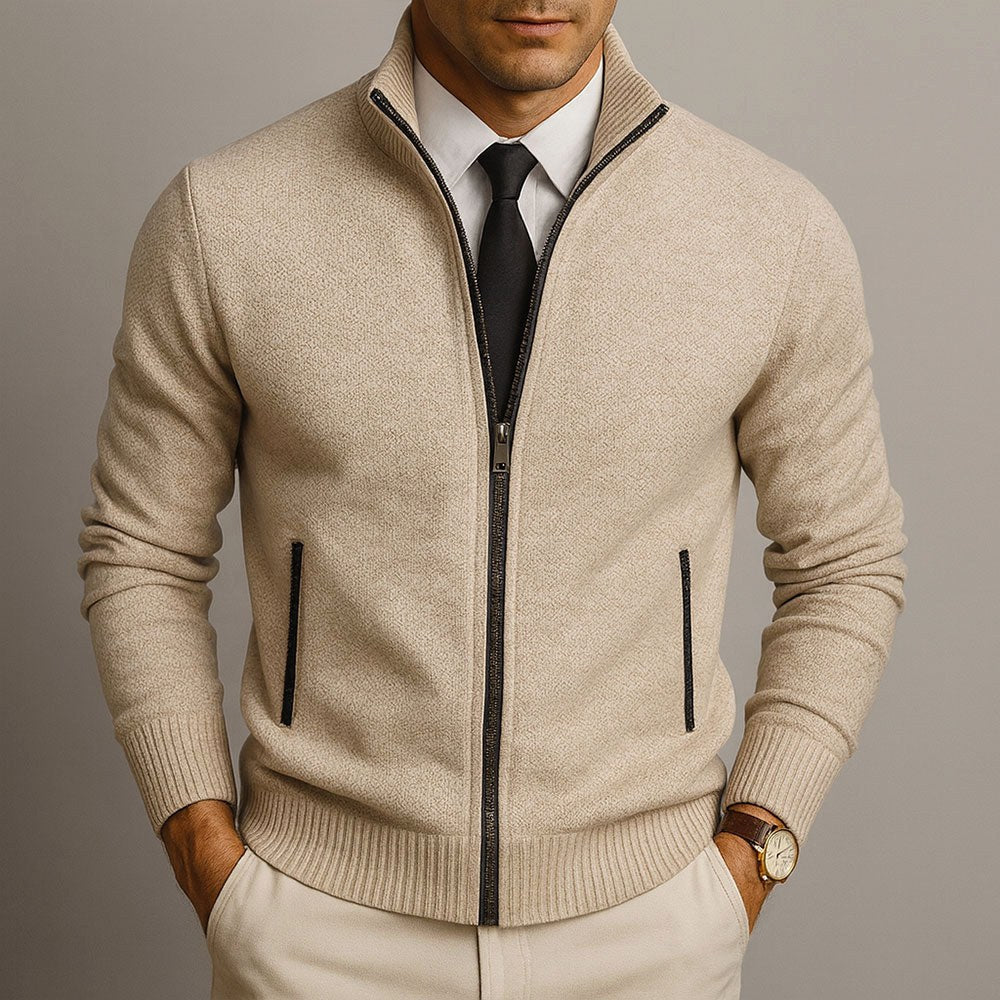 Logan | Men's Zip-Front Cardigan, Long Sleeve Knit Jumper | Animated Apparel | Red