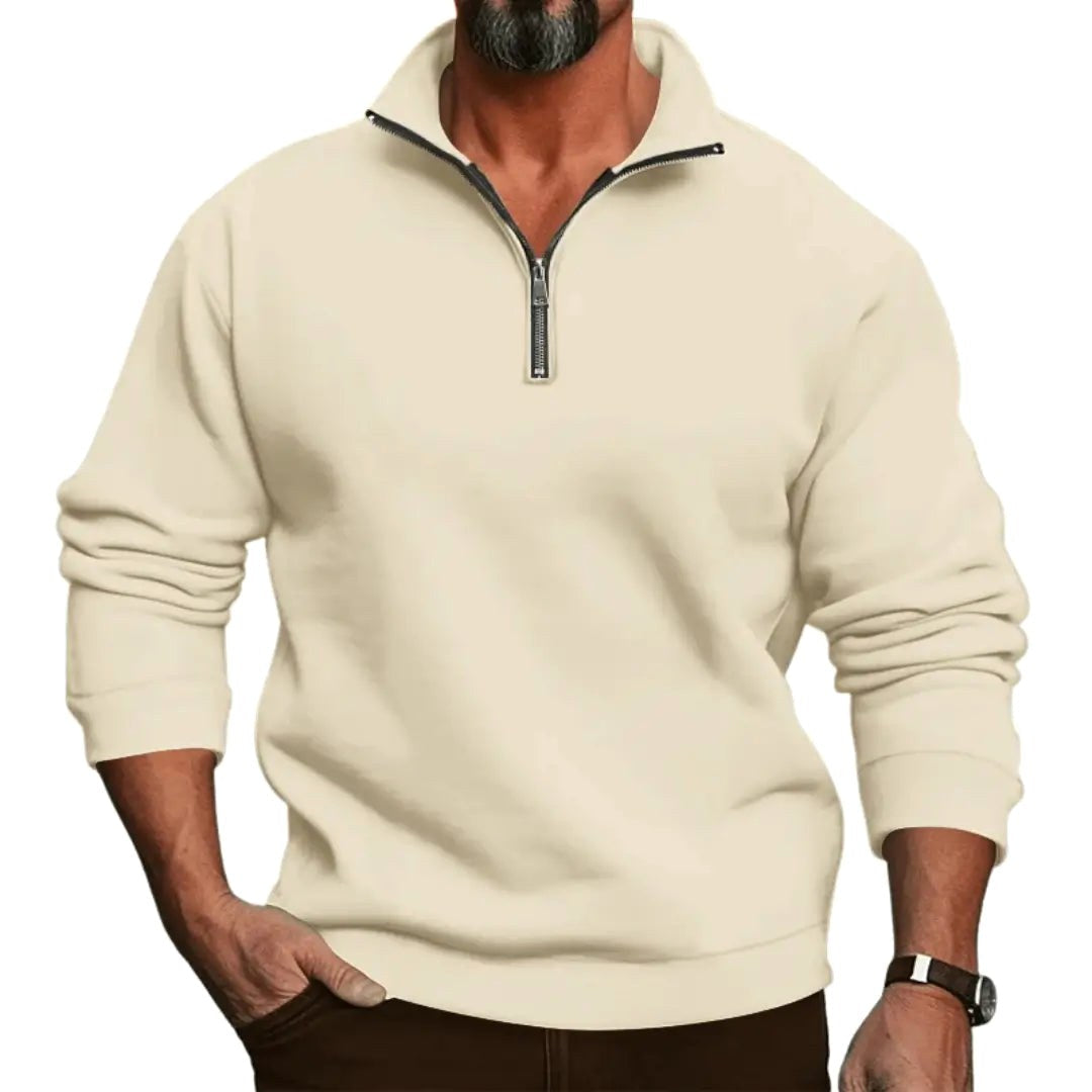 Lorenz | Men's Jumper with Zip, Lightweight Knit Jumper | Everlasting Boutique | Black