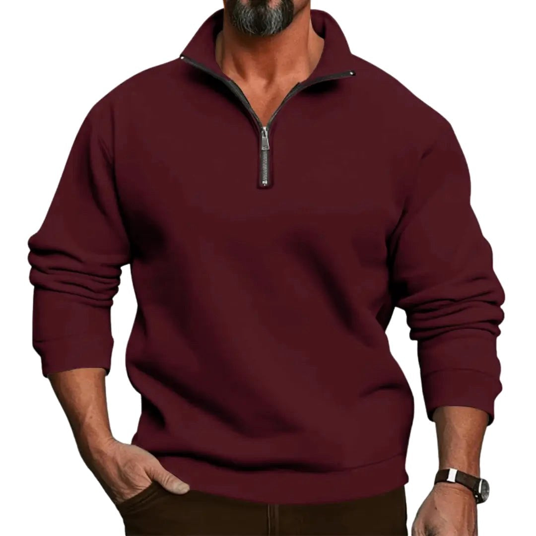 Lorenz | Men's Jumper with Zip, Lightweight Knit Jumper | Everlasting Boutique | Black