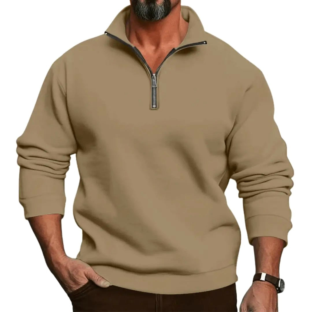 Lorenz | Men's Jumper with Zip, Lightweight Knit Jumper | Everlasting Boutique | Light Grey
