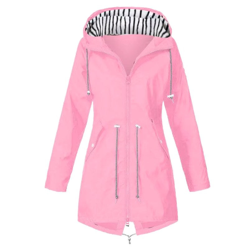 Lorraine | Women's Hooded Lightweight Raincoat, Water-Resistant Windproof Coat | Everlasting Boutique