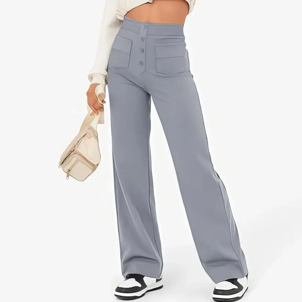 Lottie | Women's High-Waist Stretch Trousers, Comfortable Everyday Trousers | Everlasting Boutique