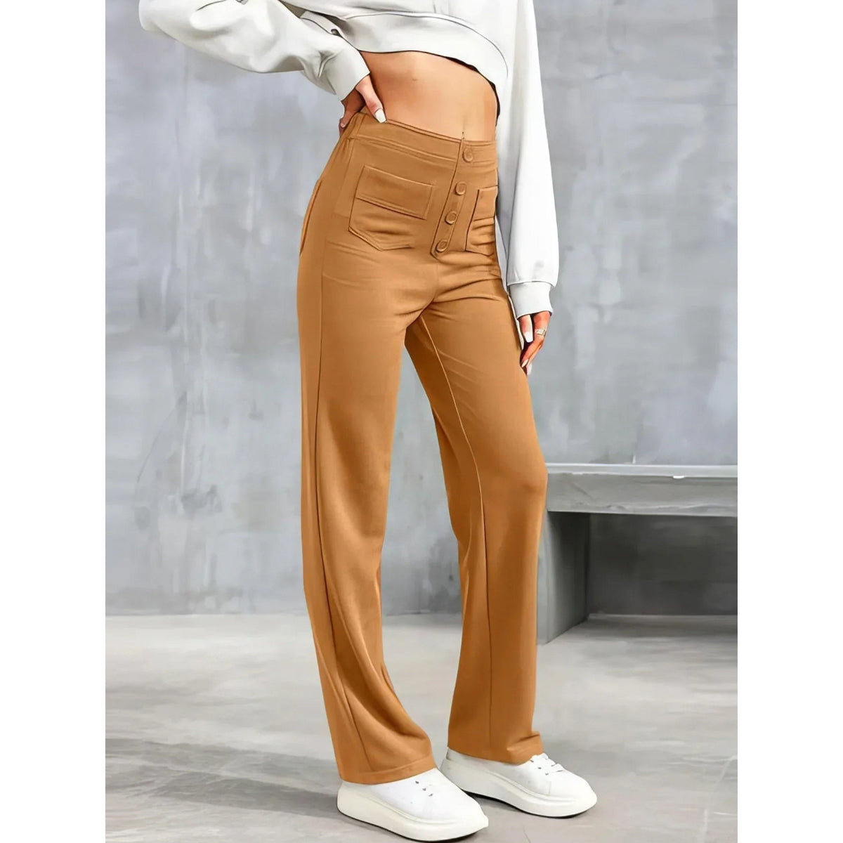 Lottie | Women's High-Waist Stretch Trousers, Comfortable Everyday Trousers | Everlasting Boutique