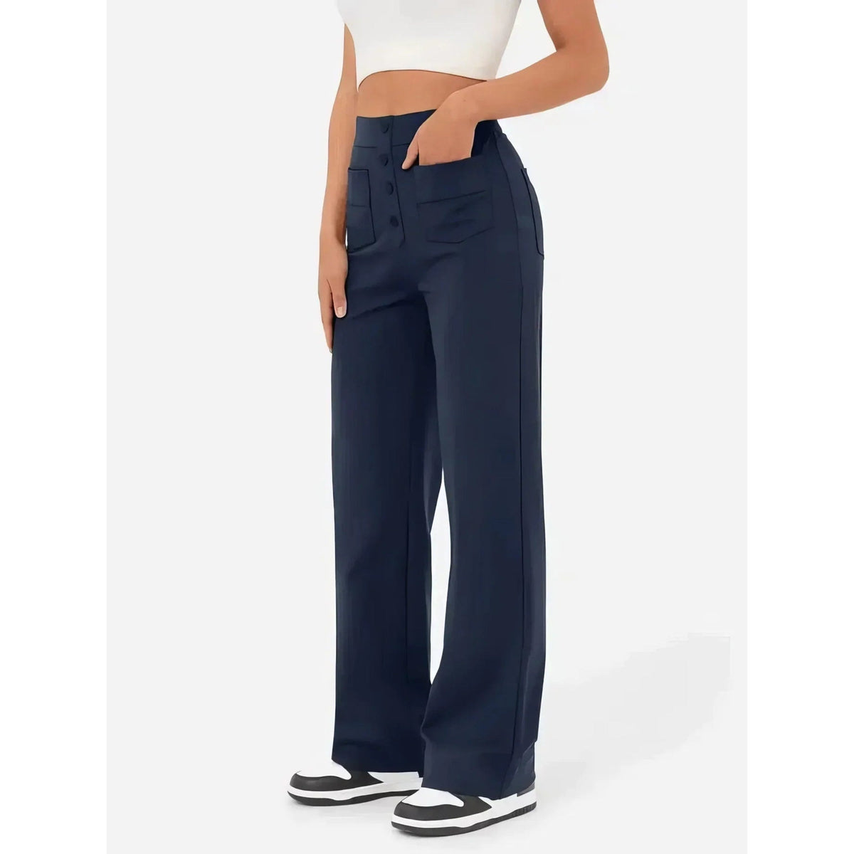 Lottie | Women's High-Waist Stretch Trousers, Comfortable Everyday Trousers | Everlasting Boutique